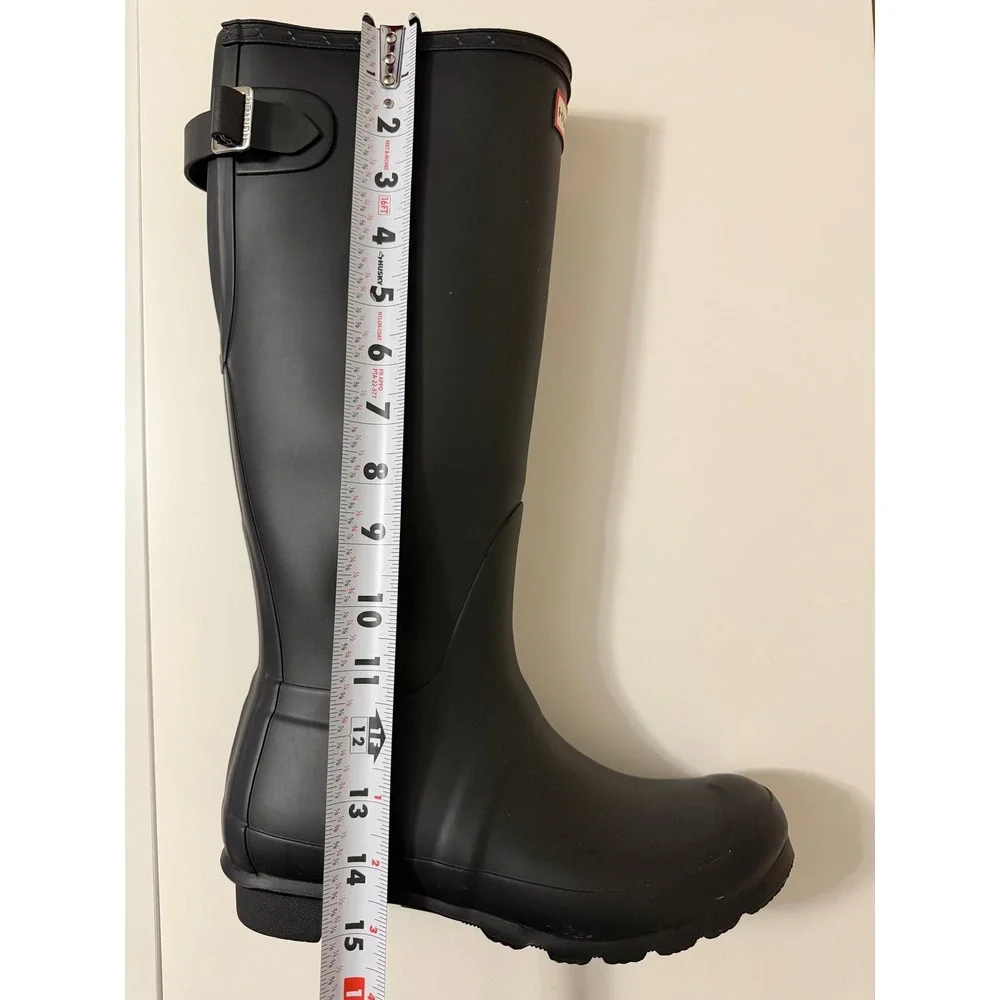 Hunter Original Tall Matte Black Waterproof Womens 7 Buckle Rubber Rain Boots